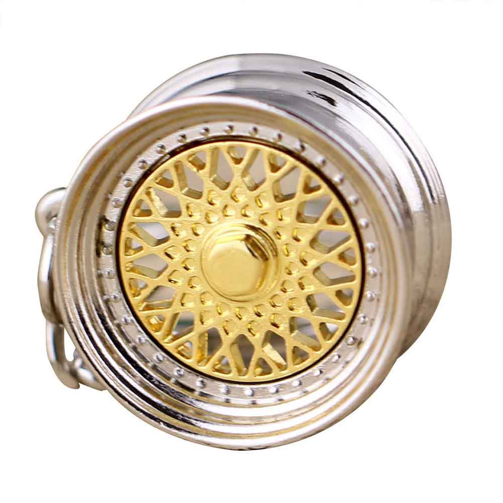 Creative Hot Auto Part Model BBS Wheel Rim Tyre Keychain Keyring Key Chain Ring Keyfob (Gold)