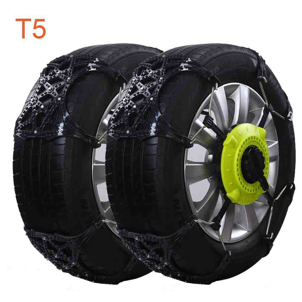 Snow Chains Upgraded Approved by TUV and ONORM TraPal Easy to Install Tire Chains Sand Mud Icy Chains for Car SUV Pick-up, Set of 2 (T5)